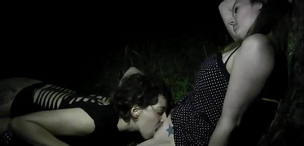  Playful lesbians in the dark night
